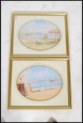A pair of gilt framed and glazed  watercolour paintings of North African / Arabic coastal scenes