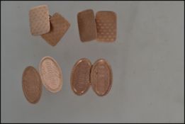 2 sets of 9ct gold hallmarked gentlemans cufflinks / cuff links. Both united by chains and each