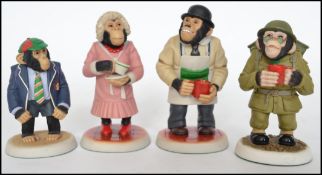 A group of four Robert Harrop Pg Tips Chimps collection figurines Dolly PG003, Kevin PG001 Tommy