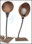 A pair of mid 20th century vintage industrial believed Hawkins of England goose neck anglepoise