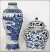 A believed 18th century blue and white baluster va