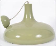 A 1970's Eames / Panton space age UFO shaped metal pendant lamp shade  complete with the half sphere