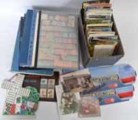 British & Commonwealth stamp collections, box of postcards, Churchill papers plus various ephemera