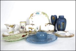 A collection of ceramics to include a hand painted Longton Art Deco part tea service together with a