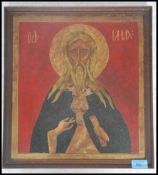 A vintage 20th century oil on board painting - Icon picture depicting Jesus and set within a