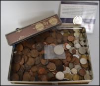 A collection of vintage 20th century coins both silver and copper along with an Australian coin