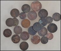 A collection of Georgian coins dating from the 18th century the earliest dated 1739, to include