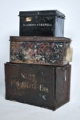 A collection of 3 19th century ebonised metal deed boxes of rectangular graduating form, each with