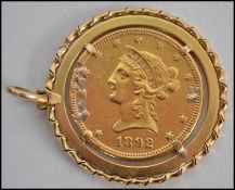 An 1892 American 10 dollar gold coin depicting Lad