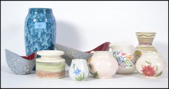A collection of retro ceramics to include Hornsea pair of bowl vases, Poole Pottery, Poole Studio