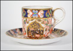 A 19th century Royal Crown Derby cup and saucer in the 198 Imari pattern bearing Osmaton Derby Crown