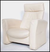 A ivory cream leather reclining swivel captains chair by quality makers ' Daneway ' with an