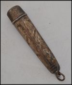 A 19th century silver hallmarked cheroot holder bearing Birmingham hallmarks date letter U