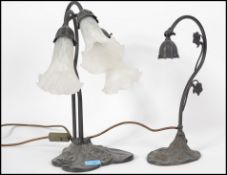 A pair of contemporary Art Nouveau inspired table lamps in the form of ladies one fitted with