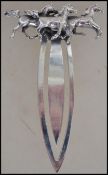 Hunting Interest. A contemporary silver bookmark adorned with a horse finial ( see images )