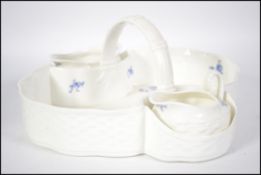 A stunning 20th century bone china blue and white breakfast set / tray. The tray of white ground
