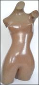 A retro shop advertising / point of sale display female mannequin torso having a faux speckled glaze