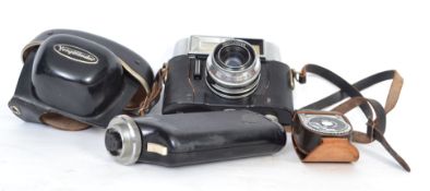A vintage mid 20th century cased Voightlander Vitrona 35mm camera with with built-in electronic