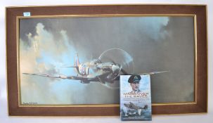 A framed print of a Vickers Supermarine spitfire MK VB of 243 squadron by Barrie A. F. Clark