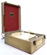 A vintage two cased portable Dansette Minor for speed record player. Red body with lift up lid