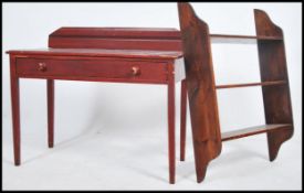 A Victorian style low mahogany side table with single drawer on squared legs together with a hanging