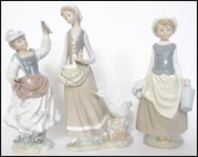 A collection of 3 pieces of 20th century Lladro to include maidens in gowns etc. All being marked to