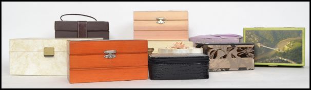 A good collection of vintage jewellery boxes most appearing unused, some Bristol related box's