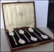 A set of silver hallmarked Roman Column tea spoons being hallmarked for Birmingham 1928 makers