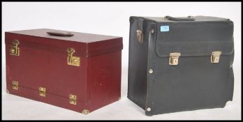 Two vintage 20th century Jewellery specimen cases - travel trunks. Each with clasp tops and fall