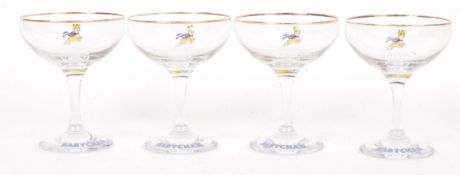 A set of 4 vintage 1960s yellow faun Babycham glas