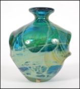 A vintage 20th century Mdina studio art glass vase of baluster form having a waisted neck having