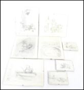 A collection of Winnie The Pooh framed and glazed picture sketch prints being signed to corners