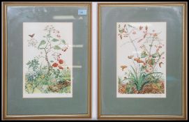 A pair of Nina Roberts limited edition framed and glazed botanical - fairyland type abstract prints,