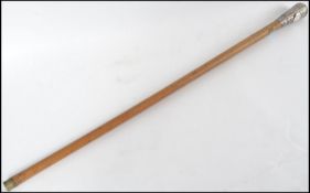 An early 20th century knop top walking stick with malacca tapering shaft