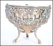 A 19th century silver hallmarked Bon Bon dish  of pierced form raised on hoof feet. Hallmarked to