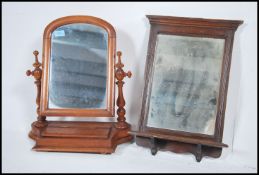 Victorian mahogany toilet swing mirror together with another mahogany wall hanging mirror of