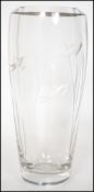 A retro mid century Scandinavian studio art vase of tapering form having an etched decoration