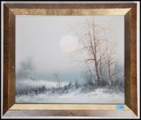David Pearson (20thC)  framed oil on canvas study depicting a bleak winter landscape, signed to