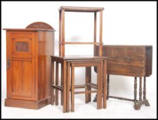 An Edwardian walnut pot cupboard / bedside cabinet together with a Victorian mahogany sutherland