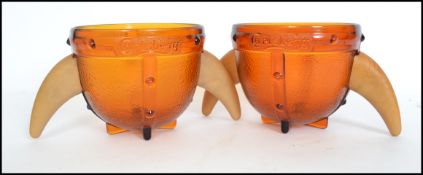Breweriana - A pair of vintage retro Carlsberg advertising ice buckets in the form of Viking