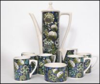 A retro 20th century  Portmeirion ' Magic Garden ' coffee service comprising tall coffee pot