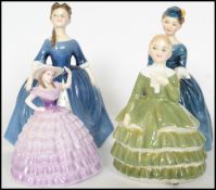 A collection of figurines to include Royal Doulton Diana Hn1986, Debbie HN2385, Coalport Minuettes