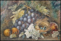 Alice Redgrave framed oil on board still life study painting of a Blackbirds nest with eggs