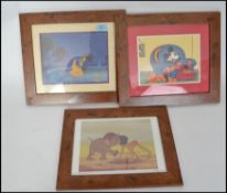 A group of three framed and glazed Disney prints to include Beauty and the Beast 1993, Mickey