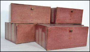 A group of 5 vintage Solicitor's storage / document boxes with handles to front opening to reveal