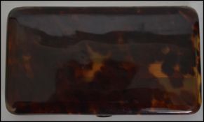 A late 19th / early 20th century Tortoiseshell hinged cheroot / cigarette case retaining original