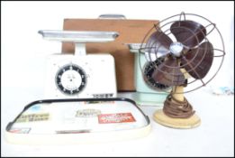 A retro lot to include a heavy French bread board together with a vintage Canada Dry tray, 2 metal