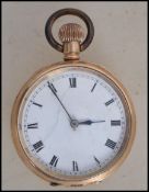 An early 20th century American Waltham open faced pocket watch with crown wind action, faceted hands