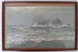 Arthur Wilde Parsons (1854-1931) - Watercolour painting,  Seascape with fishing boat's in rough