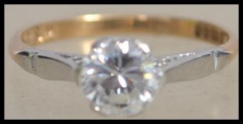 A 9ct gold hallmarked white stone solitaire ring w